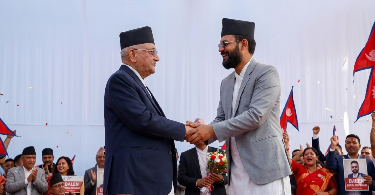 केपी शर्मा ओलीद्वारा बालेन शाहलाई बधाई, झापा-५ मा नयाँ नेतृत्व