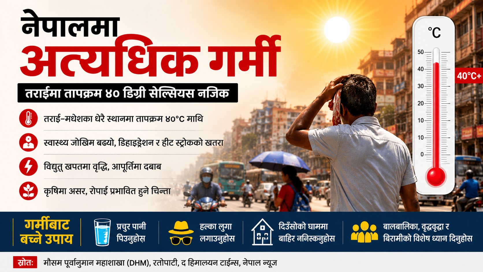 नेपालमा अत्यधिक गर्मीको प्रभाव: जनजीवनदेखि स्वास्थ्यसम्म चुनौती