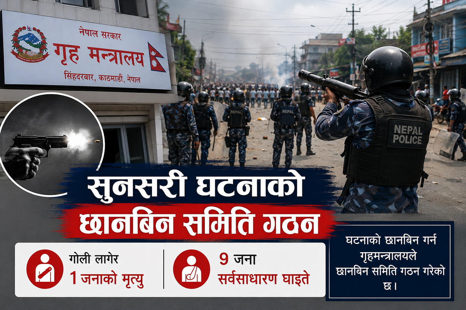 सुनसरी घटना छानबिन समिति गठन, गोली लागेर १ जनाको मृत्यु