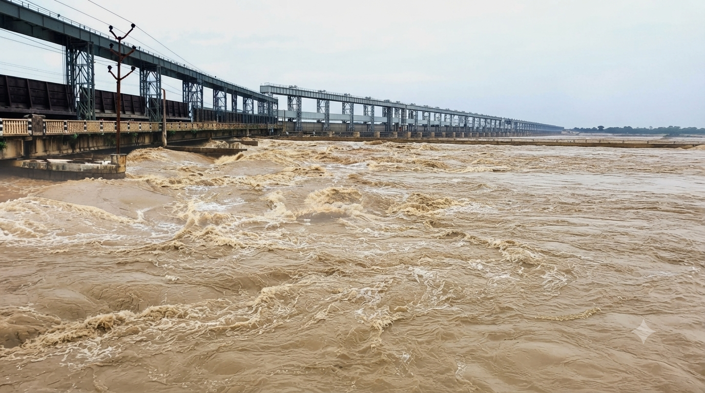 कोशी नदी जलस्तर खतरा तह पार, ब्यारेजका २८ गेट खोलियो